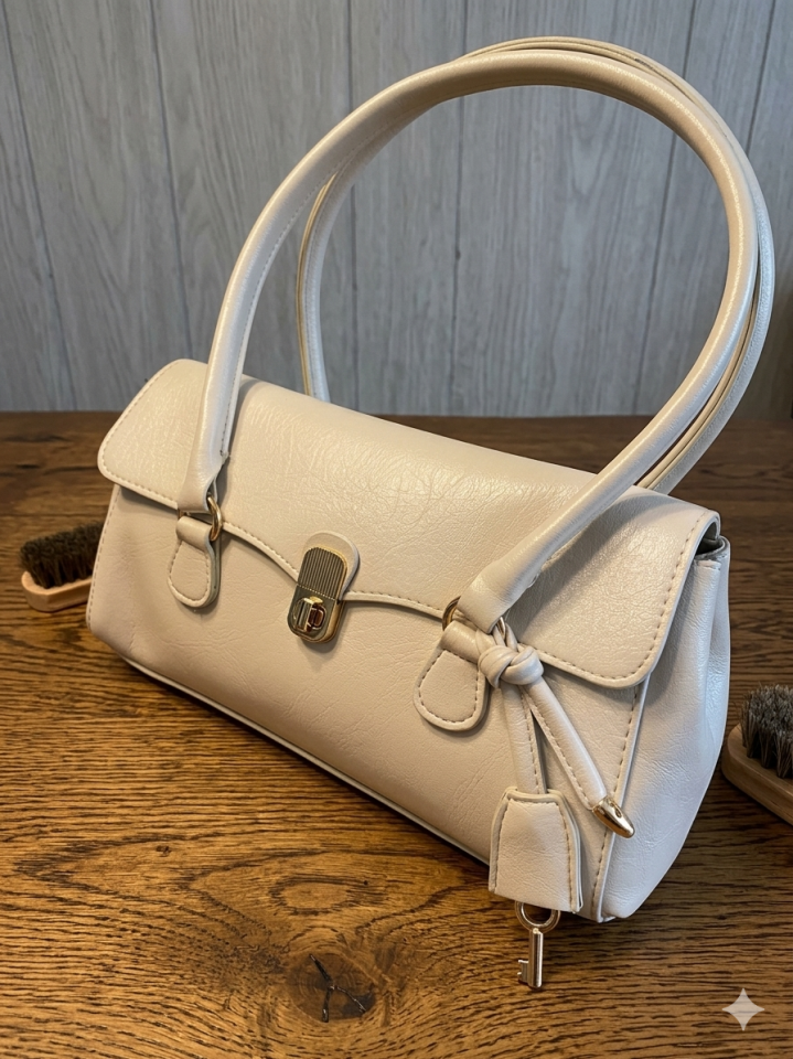 Vintage Stil Uzun Kulplu Kadın Omuz Çantası - Baget Model Metal Tokalı Şık Çanta