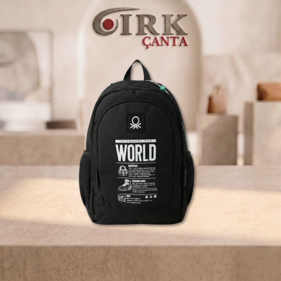 ''TO TRAVEL THE WORLD'' YAZILI GRAFİK DETAYLI OKUL VE SPOR SIRT ÇANTASI